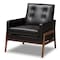 Baxton Studio Perris Black Faux Leather Upholstered Walnut Wood Lounge Chair 150-8740 - alternate 1